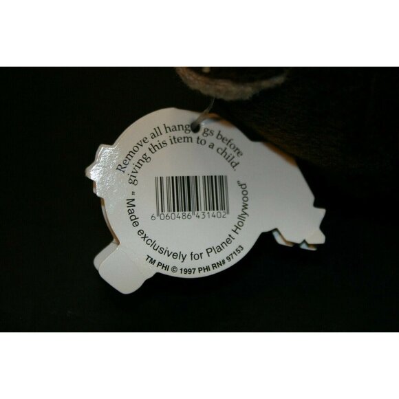 Planet Hollywood 6" plush beanie bear Cosmo 1997 brown toy new - Picture 5 of 7